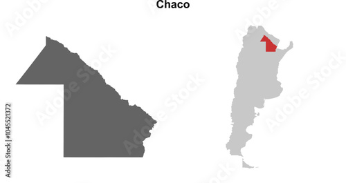 Chaco province blank outline map set