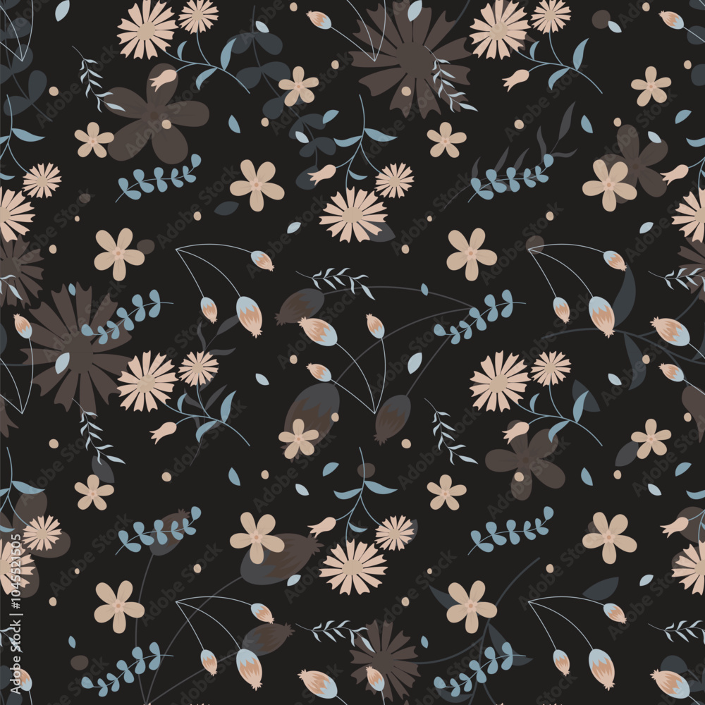 Abstract flat hand draw floral pattern background. Abstract flat hand draw floral pattern background.