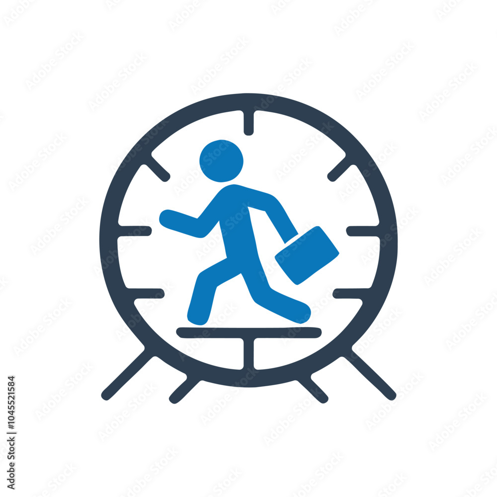 Man Running In Hamster Wheel Icon on white background Man Running In Hamster Wheel Icon on white background