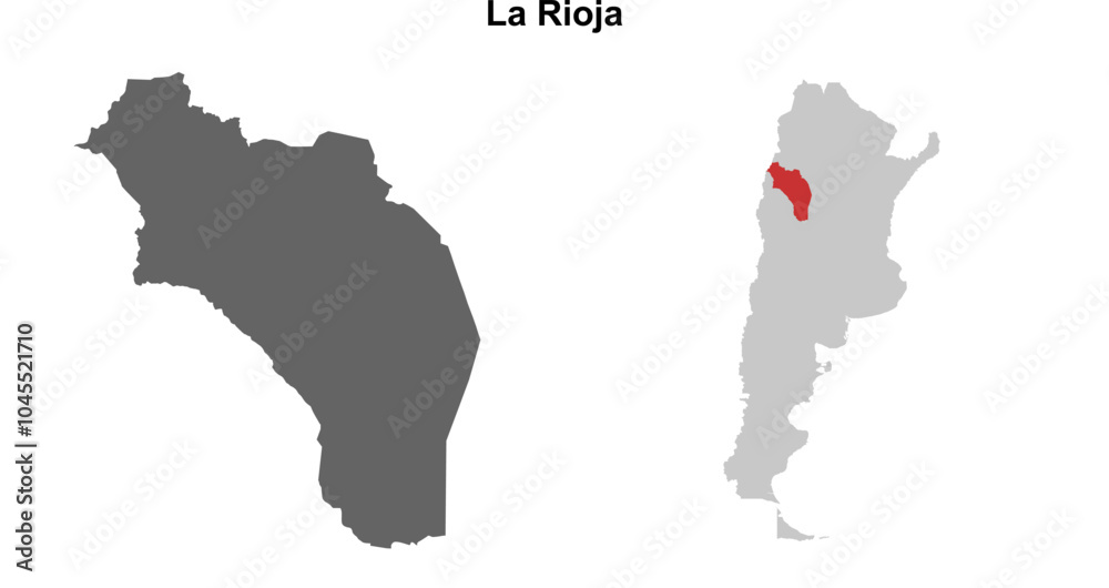 Fototapeta premium La Rioja province blank outline map set