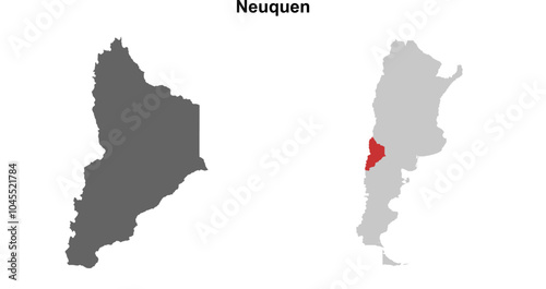 Neuquen province blank outline map set