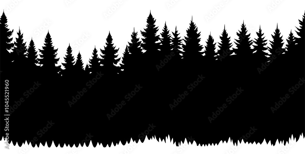 Seamless horizontal silhouette of coniferous forest Seamless horizontal silhouette of coniferous forest