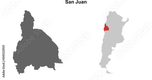 San Juan province blank outline map set
