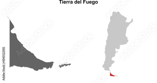Tierra del Fuego province blank outline map set