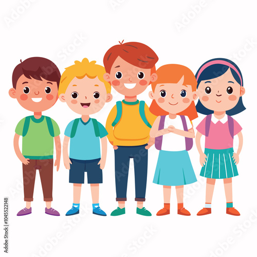 5 character kids back to school vector white background