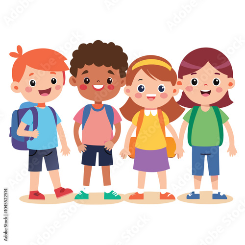 5 character kids back to school vector white background