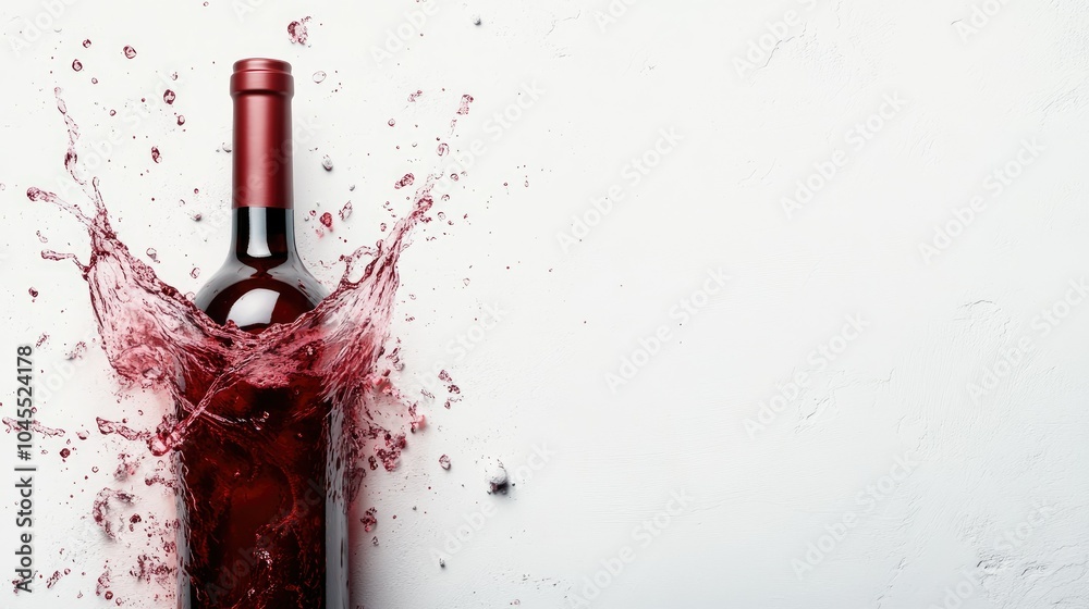 Fototapeta premium Red Wine Splashes on White Background