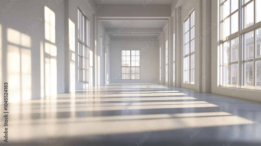Sunlit Modern Interior with Large Windows Sunlit Modern Interior with Large Windows