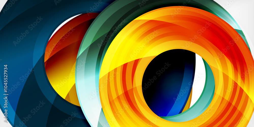 Bright colorful circles with light effects. Abstract background
