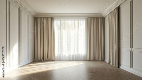 Bright Minimalist Room with Natural Light and Curtains