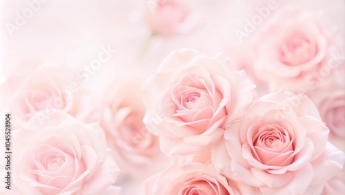 Obraz na płótnie light pink roses in soft color and blur style for background. sweet color roses flowers in pastel tone with blurred style for background pattern texture. sweet color flower petals in soft color w salonie