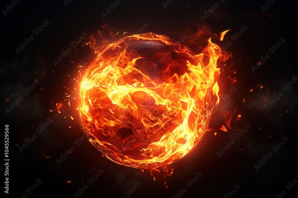 Fototapeta premium Fire ball burning space illuminated.