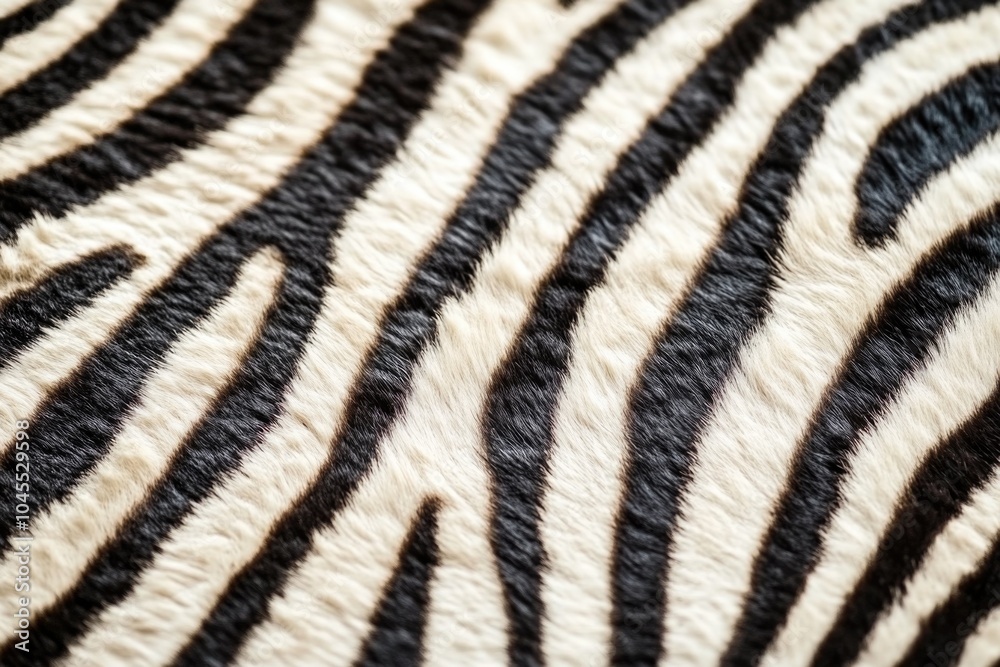 Close-up view of zebra skin texture, with distinctive stripes and natural pattern Close-up view of zebra skin texture, with distinctive stripes and natural pattern