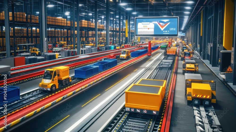 A logistics center with a huge screen tracking transport routes, vehicle movements, and dispatch data. A logistics center with a huge screen tracking transport routes, vehicle movements, and dispatch data.