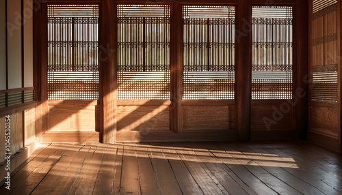 Sunlight reflected between the windows of a hanok house