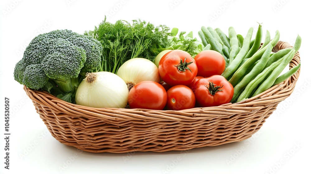 Fresh Vegetables in a Woven Basket Display Fresh Vegetables in a Woven Basket Display