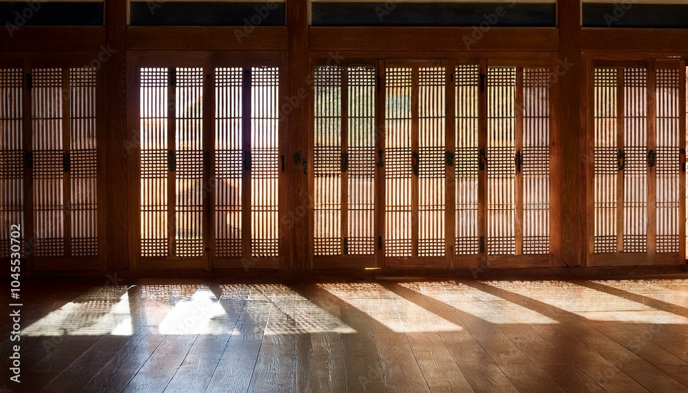 Sunlight reflected between the windows of a hanok house