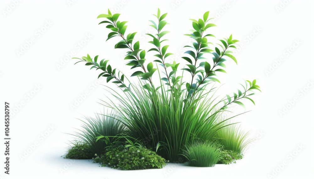 Bushes Of Green Grass Isolated in white background Bushes Of Green Grass Isolated in white background