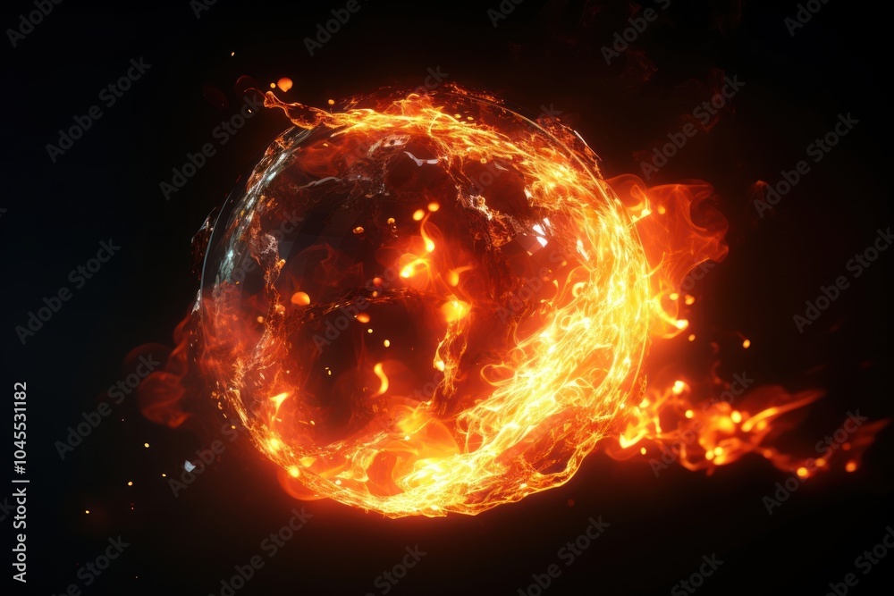 Obraz premium Magic ball fire outdoors bonfire.
