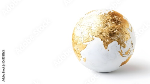 Minimalist Gold Continents on Sleek White Globe Sphere Concept of Sustainable Travel and Environmental Consciousness