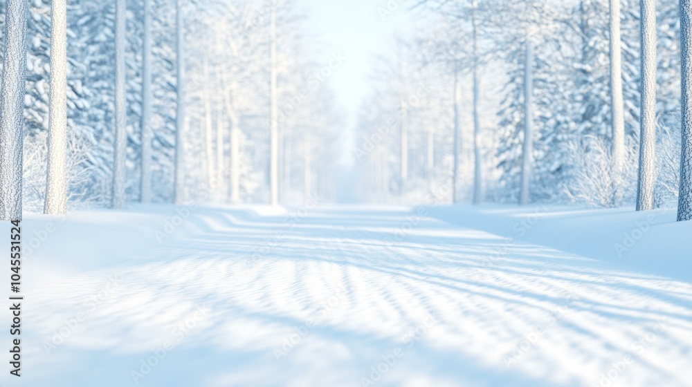 Fototapeta premium Snowy forest road