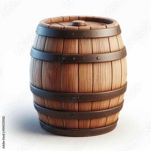 Wooden barrel isolated on white background