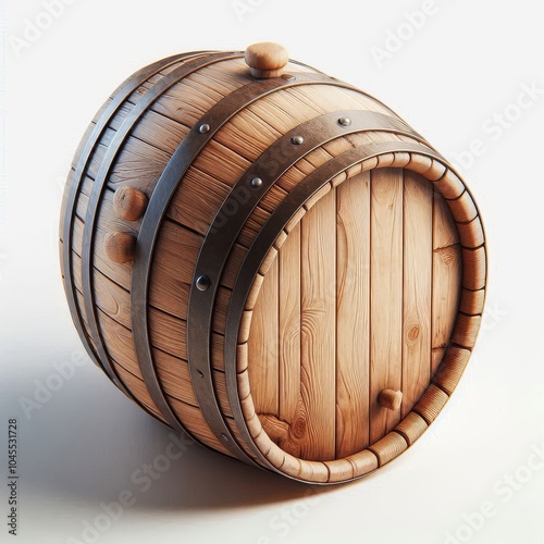 Wooden barrel isolated on white background