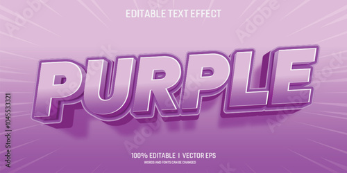 editable purple vector 3d text effect with modern style design