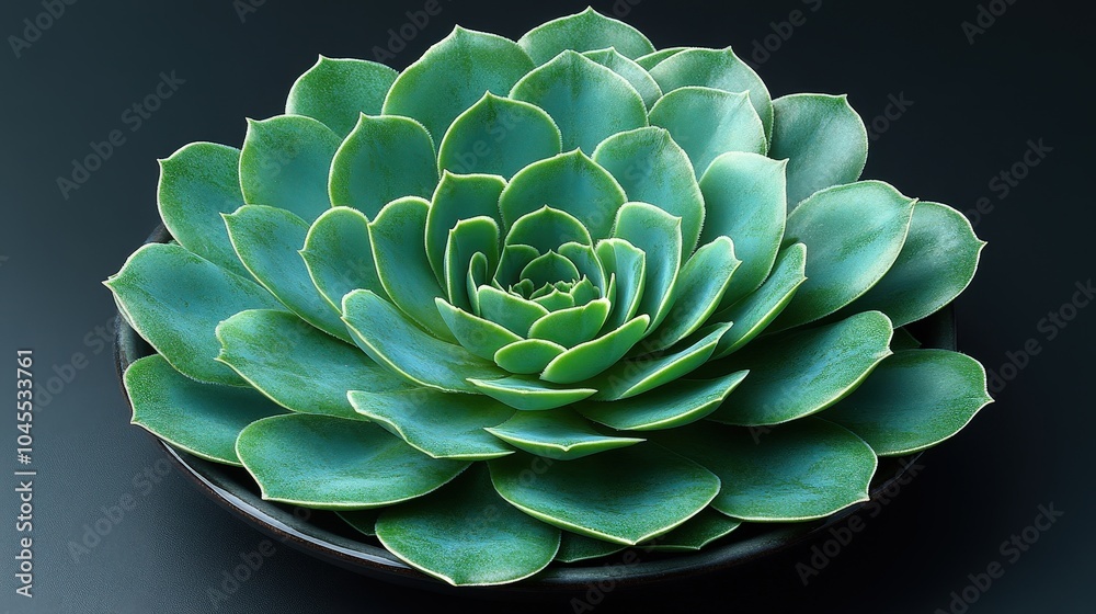 Obraz premium large succulent plant with green leaves against a black background