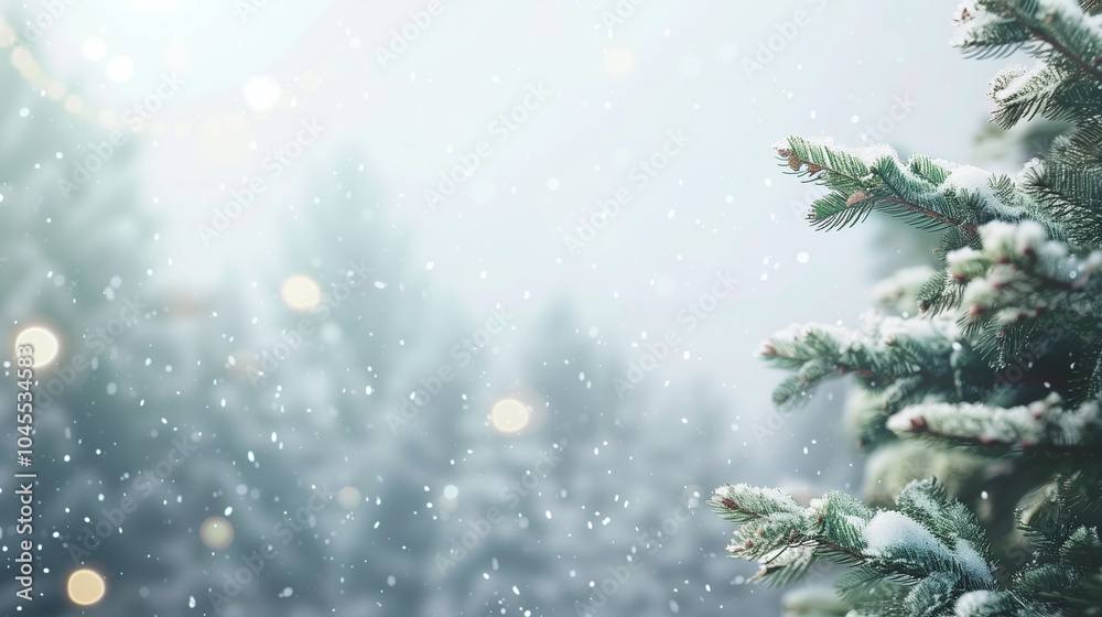 Christmas tree with snow with copy space for greeting card in new year festival. Christmas tree with snow with copy space for greeting card in new year festival.