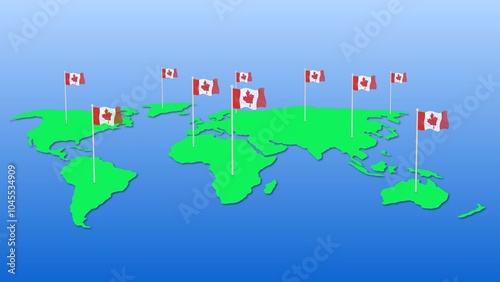 Flag of canada around the world flying wave