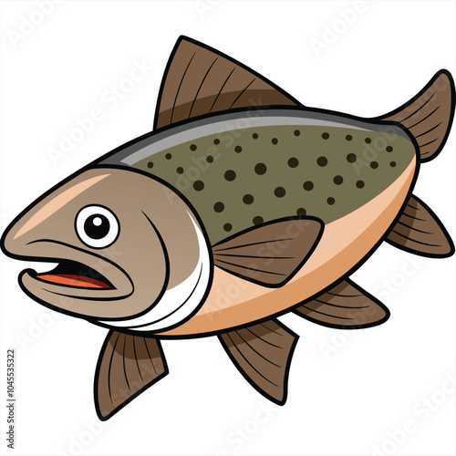 Trout fish vector illustration Isolated white background.