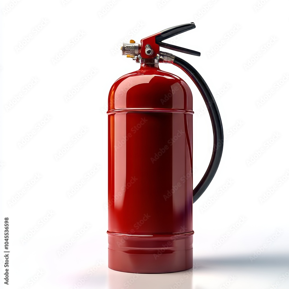 Red Fire Extinguisher Isolated on White Background, Safety Equipment, Fire Protection Concept. Red Fire Extinguisher Isolated on White Background, Safety Equipment, Fire Protection Concept.