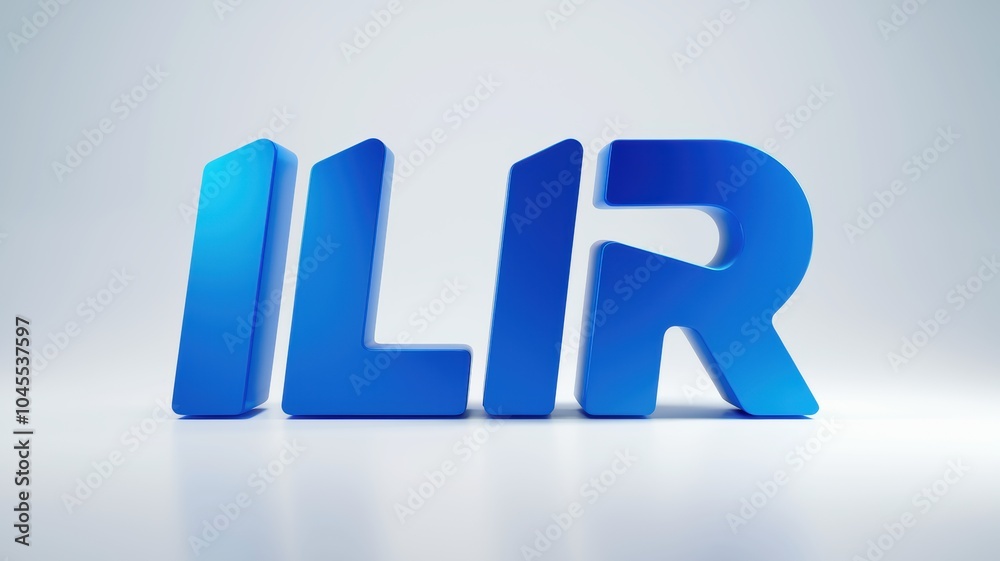 3D Text Design: Blue 'ILIR' Letters on a Minimalist Background for Branding and Digital Design Projects 3D Text Design: Blue 'ILIR' Letters on a Minimalist Background for Branding and Digital Design Projects
