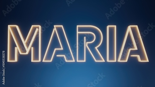 Neon Style Name Design: Illuminated 'MARIA' in glowing letters against a dark blue background, perfect for branding or personal projects.