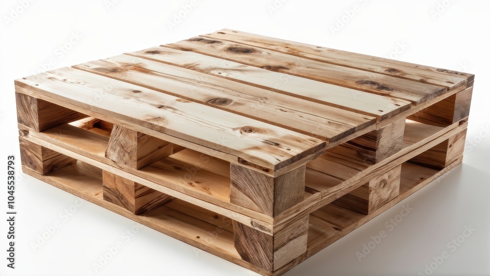A wooden pallet used for transporting goods and storage solutions. A wooden pallet used for transporting goods and storage solutions.