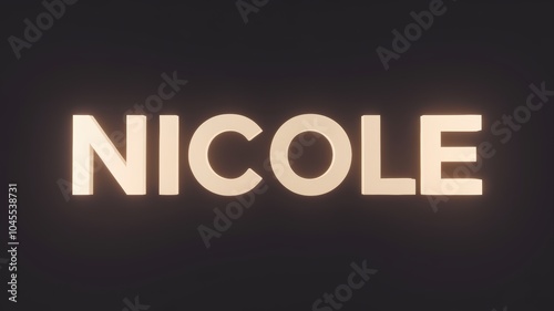 Typographic Artwork: A glowing representation of the name 'Nicole' against a dark background, ideal for personal branding and design projects.