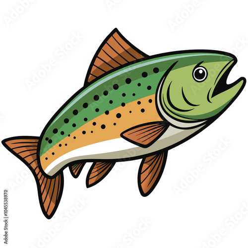 Trout fish vector illustration Isolated white background.