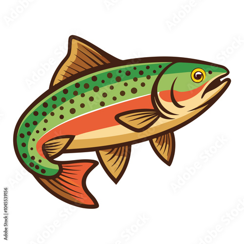 Trout fish vector illustration Isolated white background.