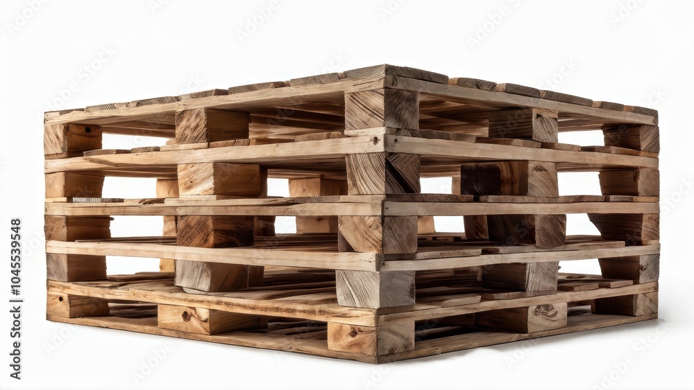 A wooden pallet stacked for storage or transport purposes.