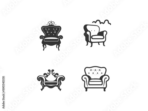 black logo and white background chair set vector, vector and illustration,
