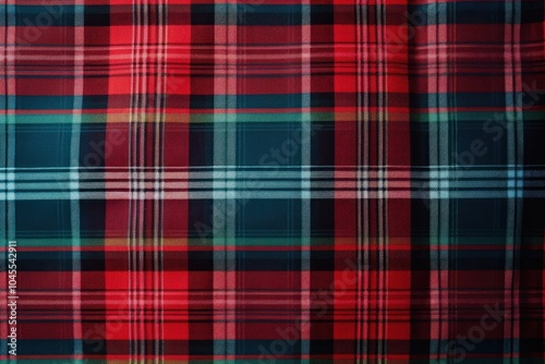 Top view photo of a tartan pattern plaid.