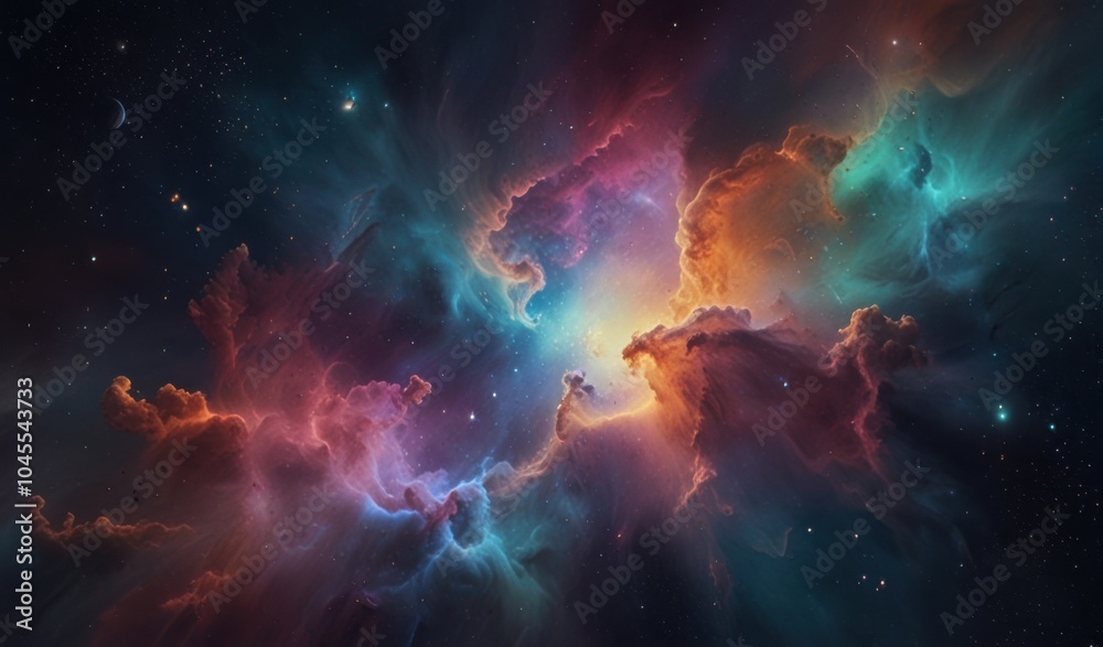 Obraz premium Background with space nebula in pastel colors. Dramatic, pastel colors bright universe, endless space