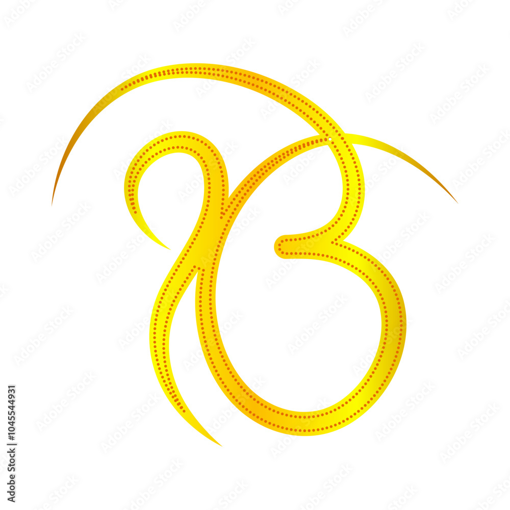 Vector illustration of calligraphic golden Ik Onkar sikh symbol on transparent background