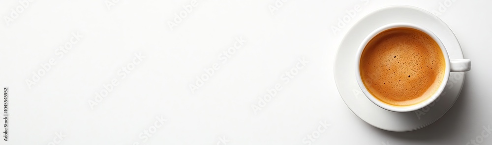 A cup of coffee with a white saucer on a white background. A cup of coffee with a white saucer on a white background.