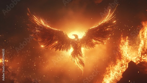Fantasy Phoenix Rising from the Ashes – Digital Art Illustration Concept Design Sheet
