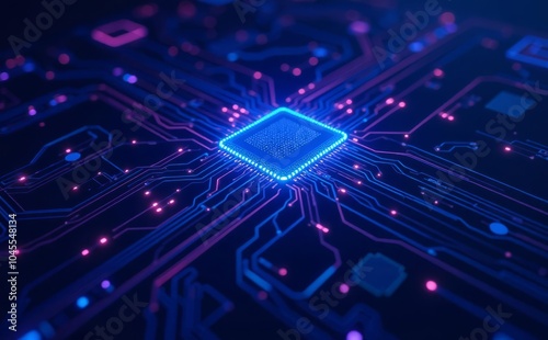 Close up of a computer chip on a circuit board Ideal for technology and electronics concepts