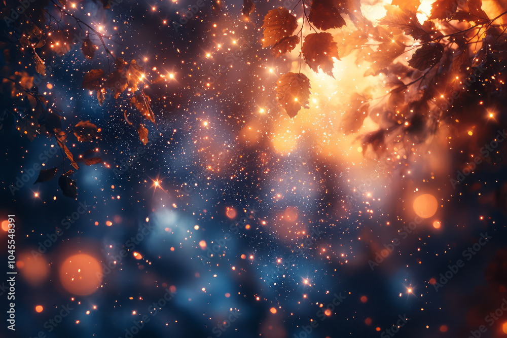 A whimsical, fantasy landscape where stars seem to grow from trees, gently falling like leaves in a surreal dreamscape, A whimsical, fantasy landscape where stars seem to grow from trees, gently falling like leaves in a surreal dreamscape,