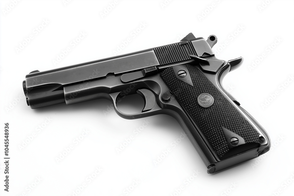M1911 pistol handgun weapon isolated on white background. M1911 pistol handgun weapon isolated on white background.