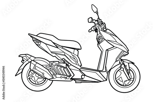 Scooter side view line art silhouette metal wall art